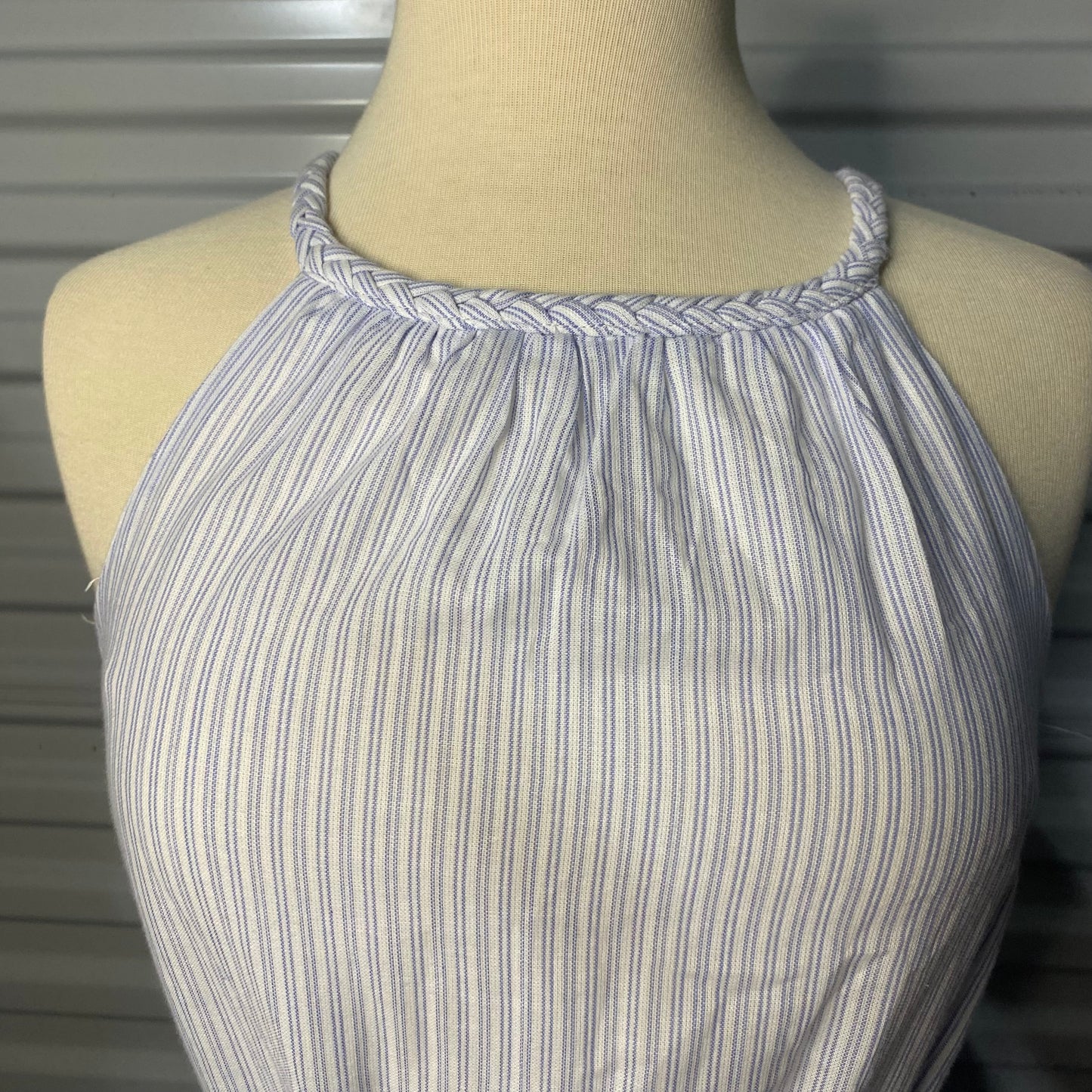 (1053) blue pinstripe Japna Dress Long, size xs