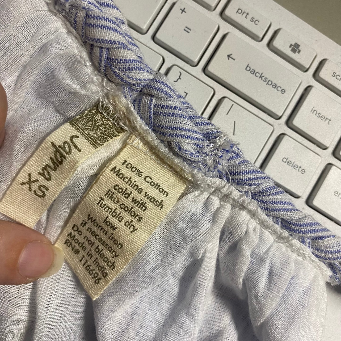 (1053) blue pinstripe Japna Dress Long, size xs