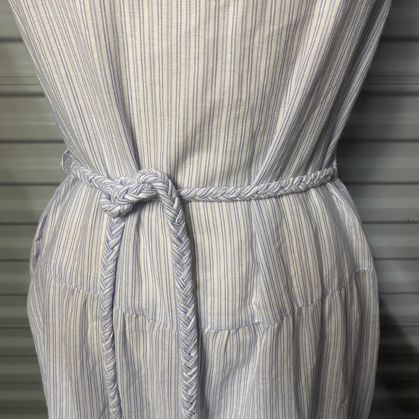 (1053) blue pinstripe Japna Dress Long, size xs