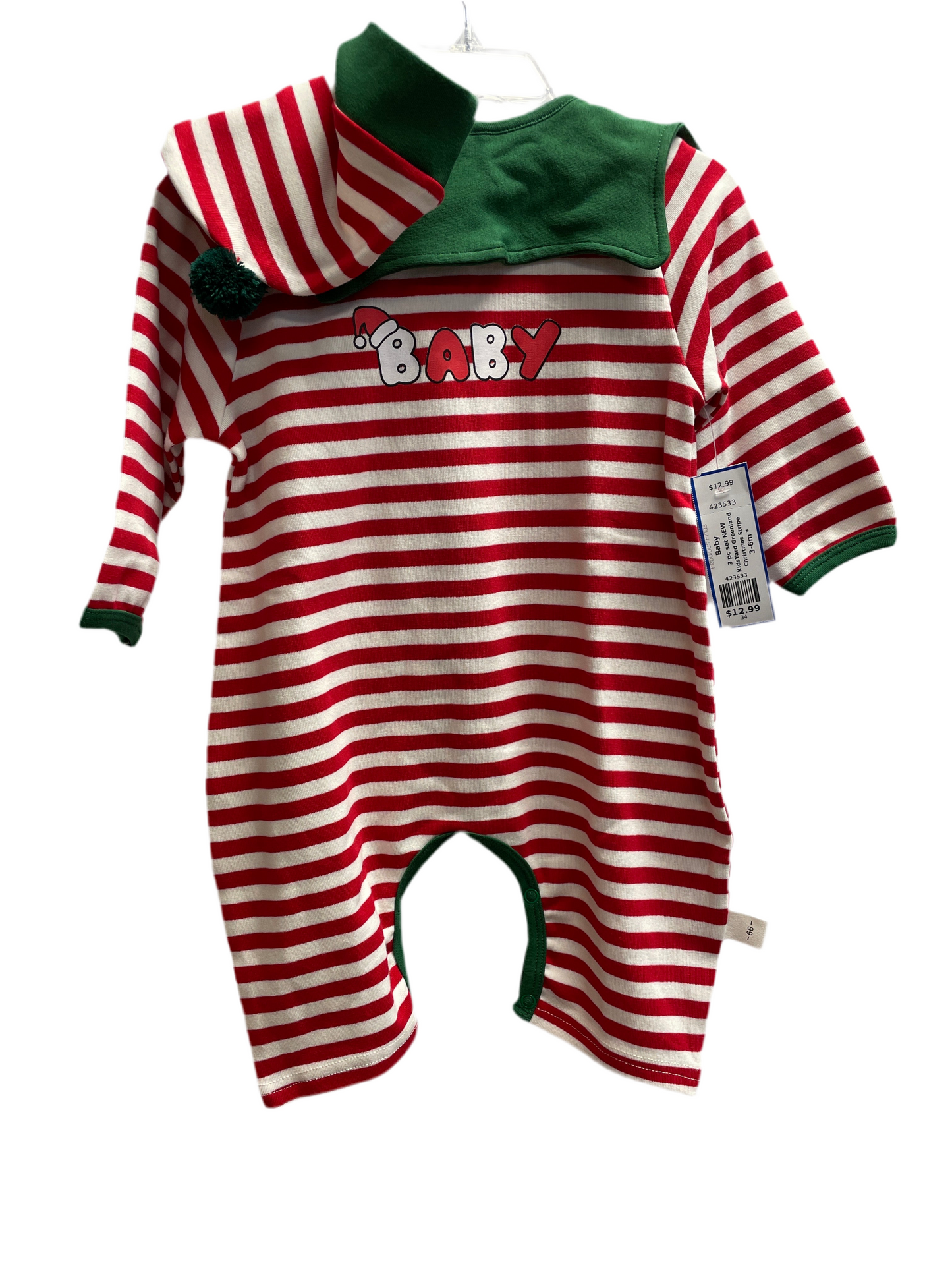 Christmas Stripe KidsYard Greenland 3 pc set NEW, 3-6m