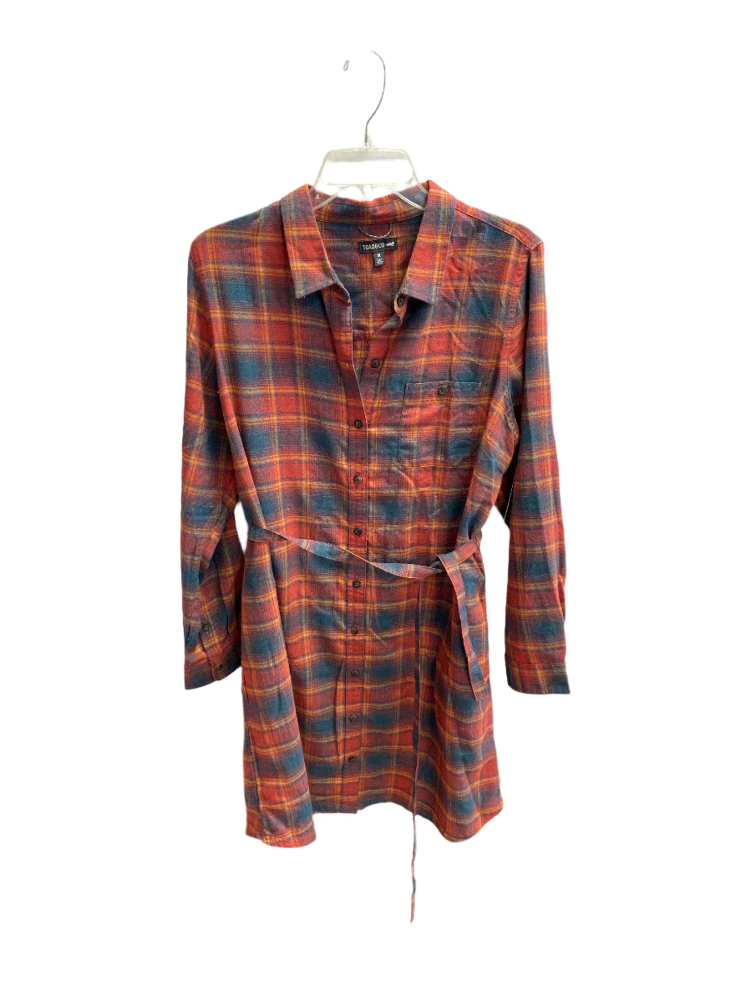Orange Plaid Toad&Co Dress Short, XL
