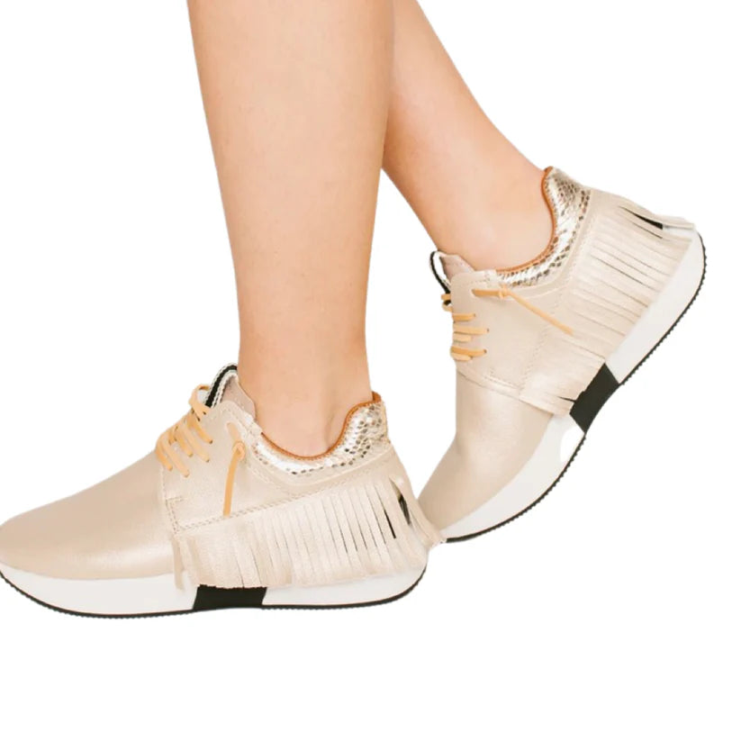 Shu Shop Gold Fringe Pepa Sneakers, 6, EUC