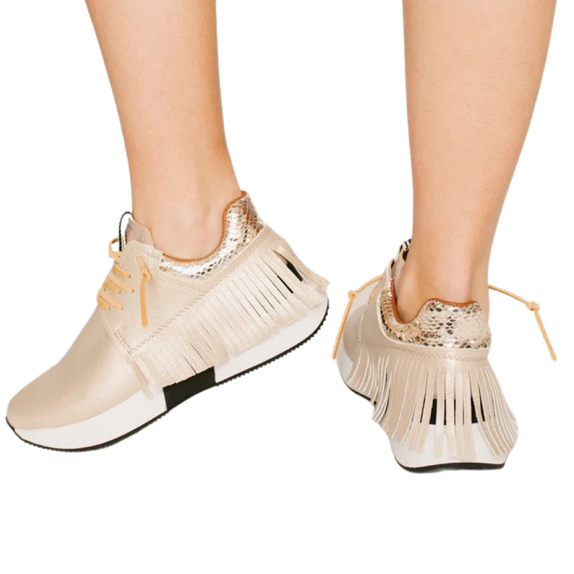 Shu Shop Gold Fringe Pepa Sneakers, 6, EUC