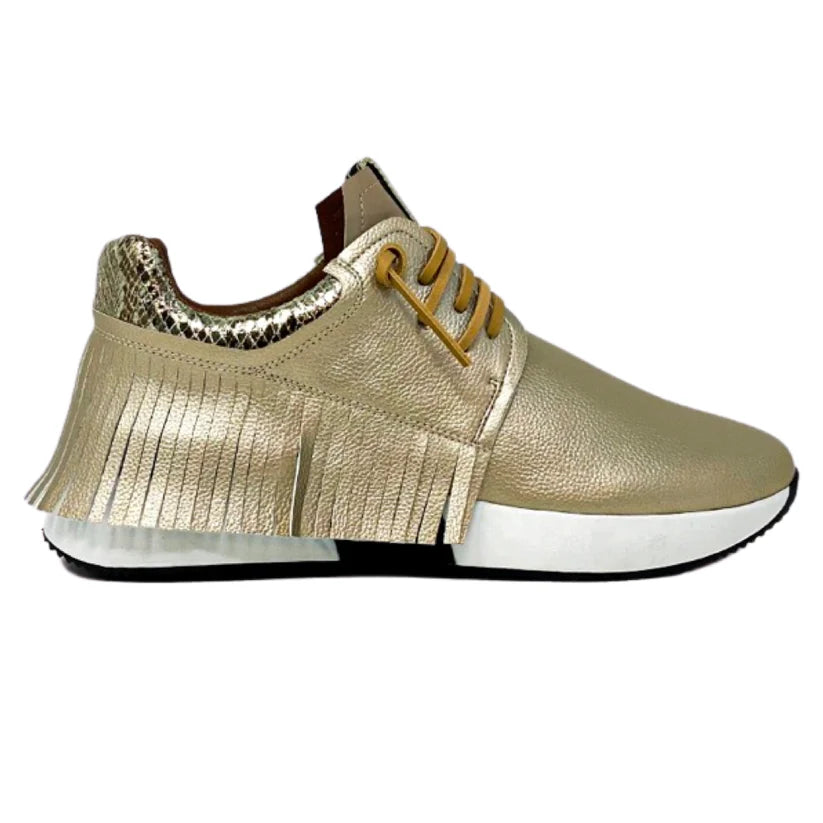 Shu Shop Gold Fringe Pepa Sneakers, 6, EUC