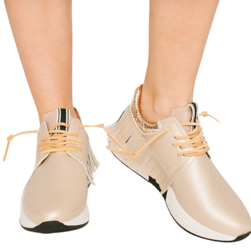 Shu Shop Gold Fringe Pepa Sneakers, 6, EUC