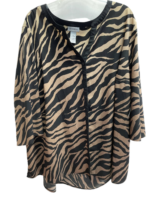 tiger Print  Catherines Ls Shirt, 2x