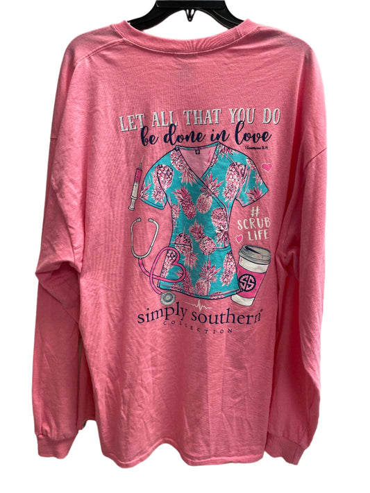 pink  Simply Southern Nurse Ls Shirt, 2x