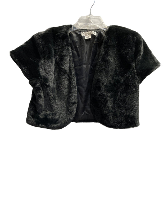 Girls Black knitworks Fur Vest, 12