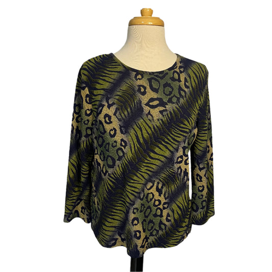 (1009) Green Koret Ls Shirt, Petite Medium