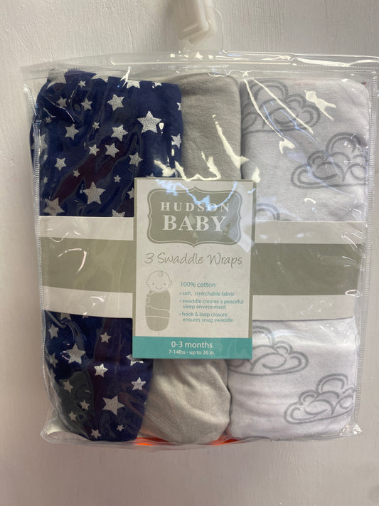 Blue Hudson 3 Pack Swaddle Wraps NIP, 0-3m