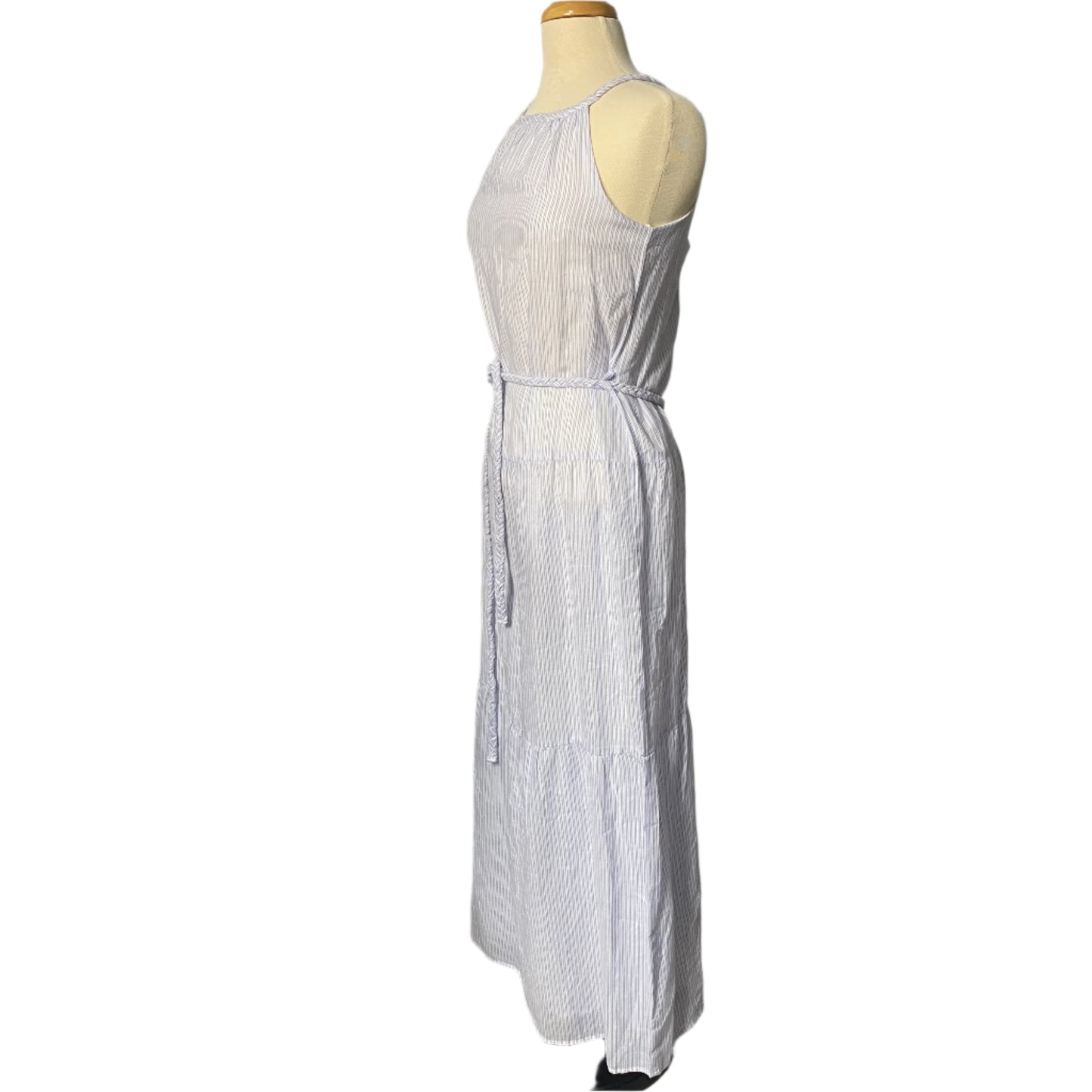 (1053) blue pinstripe Japna Dress Long, size xs
