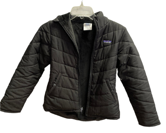 girls Black Patagonia Coat Heavy, 10