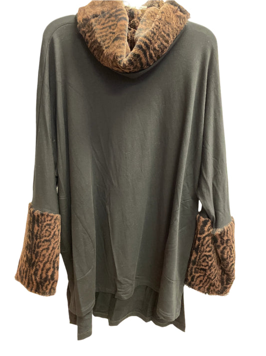 Charcoal and Cheetah Capote Sweater, XL