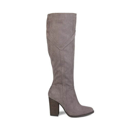 Journee KYLLIE KNEE-HIGH BOOTS IN WIDE CALF, Gray, NEW