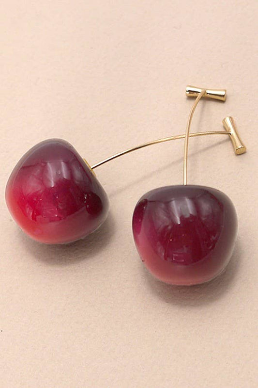 VIVID RED CHERRY DROP EARRINGS | 80E3667